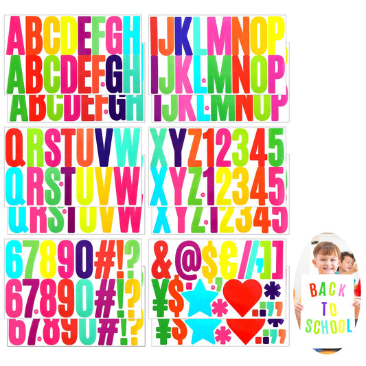 Sibba 12 Sheets Large Letter Stickers, Alphabet Number Sticker, Self Adhesive Alphabet Letters for DIY Crafts Art Making Bulletin Board Classroom Window Door Home Decor (1 Inch × 2.5 inch, Colorful)