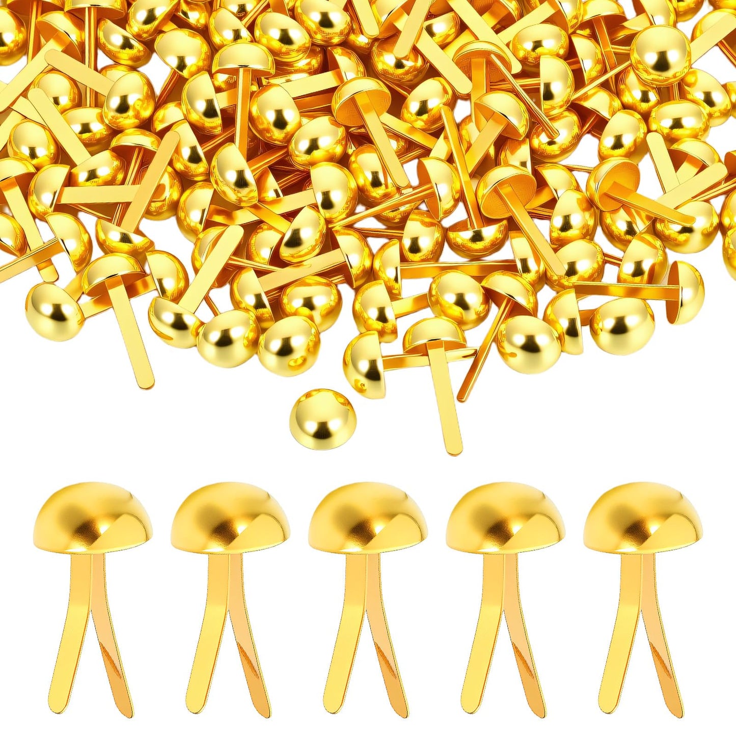 500 pcs Brass Fasteners Brass Brad Paper Fasteners Metal Gold Brads Split Pins for Golden Craft Art Crafting School DIY Supplies Handmade Cards Project Scrapbooking