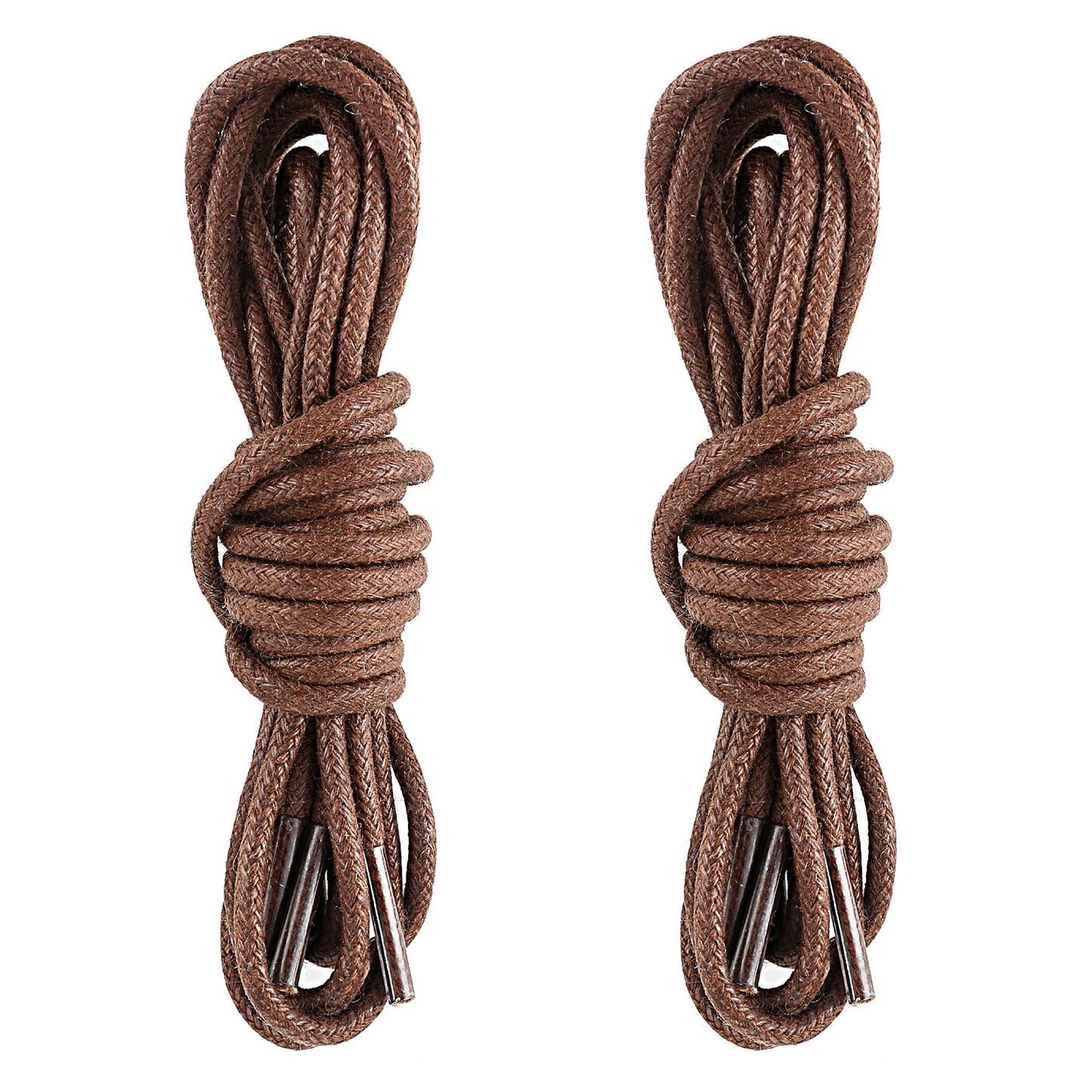 COMNICO 2 Pairs Waxed Round Oxford Shoe Laces 3/32Inch Thin Cotton Shoelaces Formal Business Shoe Strings for Men Dress Shoes (Brown)