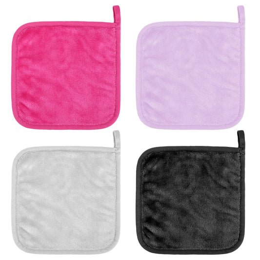 Sibba 4 PCS Clean Skin Face Towels Washcloths Wash Cloths Body Makeup Remover Cloth Towelettes Drying Absorbent Water Washing Soft Microfiber Make Up Facial Removing Pads Pack
