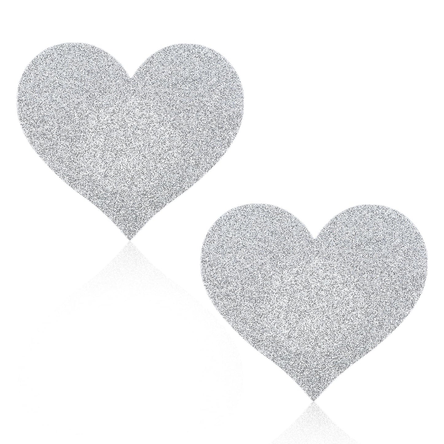 COMNICO Nipple Covers Heart Shape Breast Covers Self-Adhesive Glitters Pasties Comfortable Nipple Stickers for Women Festivals Rave Party (Silver)