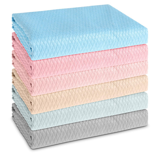 Sibba 6 PCS Microfiber Cleaning Cloth Rags Glass Clean Car Scratches Polishing Wipes Washable Absorbent Thickened Weave Towels Housekeeping Dust Dirt Foam Scrub Kit Wash Window House Kitchen