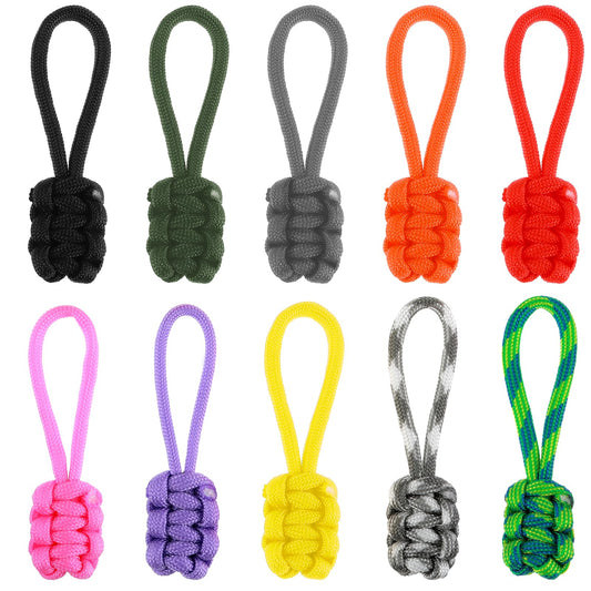 Sibba 10 Pcs Zipper Pulls Replacement Tab Universal Hand Woven Pull Rope Slider Luggage Cord Caps Charm Handle Fixer Metal Head Fasteners Repair Kit Drawstring Notions Supplies (Multicolor)