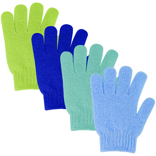 Sibba 4Pcs Exfoliating Gloves Bamboo Exfoliator Mitt Body Scrub Exfoliating Washcloths Scrubbing Glove for Shower, Spa, Massage and Dead Skin Cell Remover Loofah