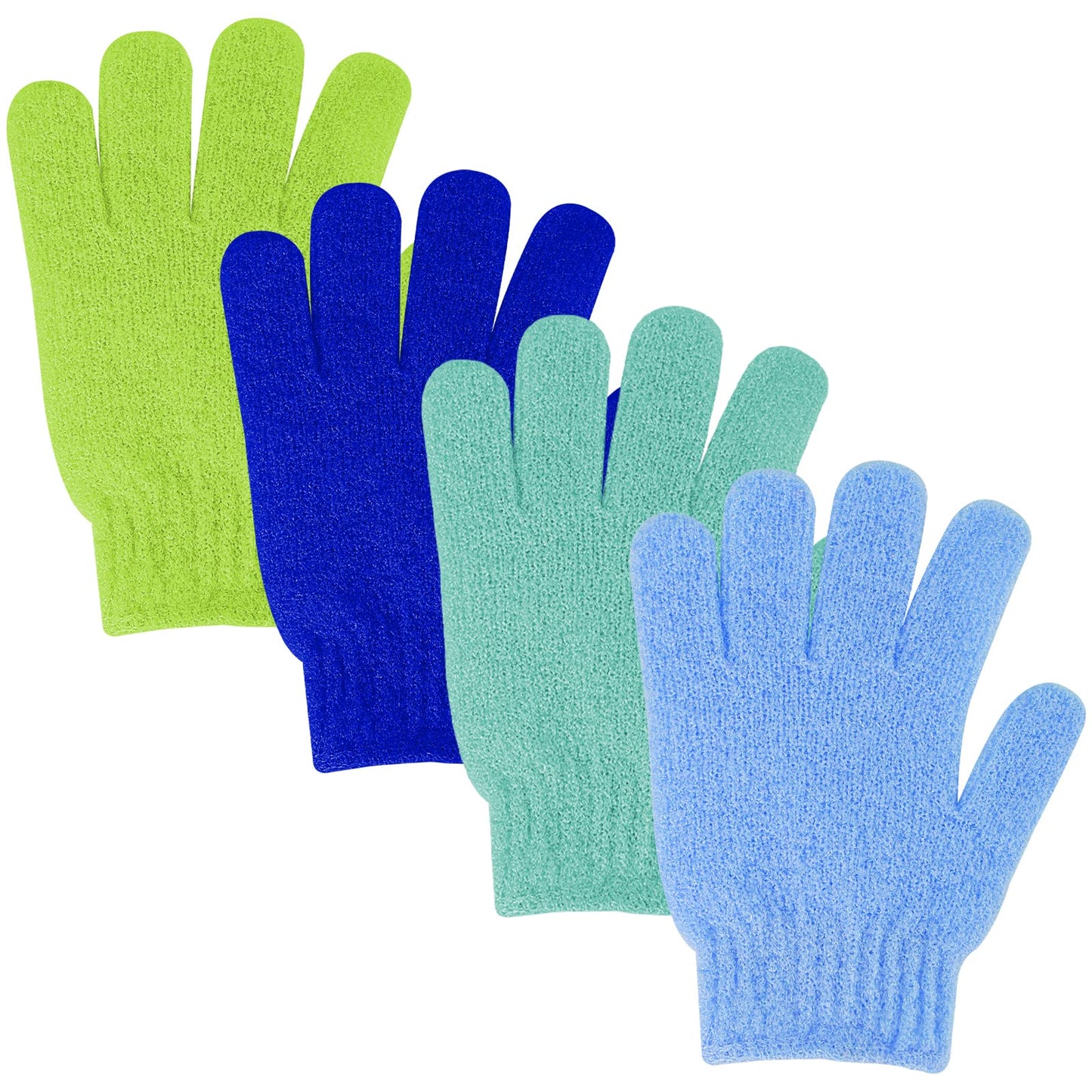 Sibba 4Pcs Exfoliating Gloves Bamboo Exfoliator Mitt Body Scrub Exfoliating Washcloths Scrubbing Glove for Shower, Spa, Massage and Dead Skin Cell Remover Loofah
