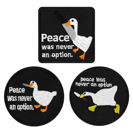 3Pcs Embroidered Patches, Applique Patches Peace was Never an Option Patch Funny Goose Bite Knife Patch Cute Applique Accessory Set for Tactical Backpacks Bag Vest Hats Jackets Jeans Coat Clothes