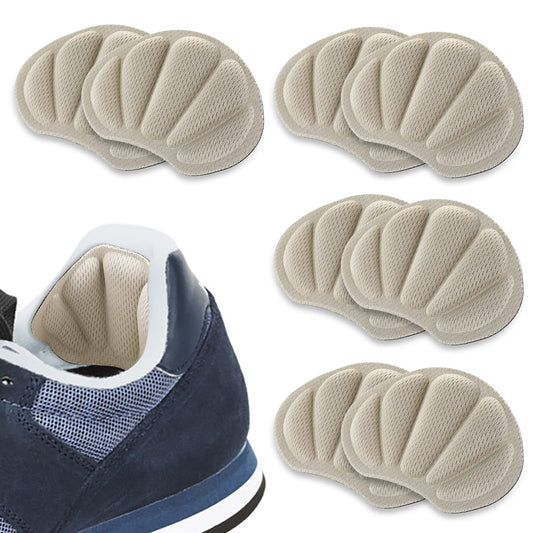 Sibba 4 Pairs Foot Cushions Pads Heel Grips for Too Big Shoe Liners Heel Inserts Liner Comfort Thick Back Insoles Pain Relief Shoe Pads Sticker Shoes Protectors for Women Men (Beige)