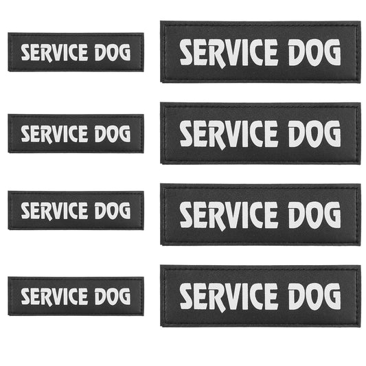 Wanmu Service Dog Patches, 8 Pcs Service Dog Tag, Pet Vest Patch for Animal Vest for Dogs, Dog Id Tag for Attach to Dog Collar, Harness (Black)