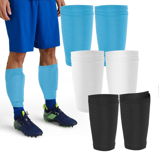 Wanmu 3 Pairs Football Shin Pads Sleeves for Teenagers and Adults, Shin Pads, Compression Sleeves with Optimised Pocket for Football Sports
