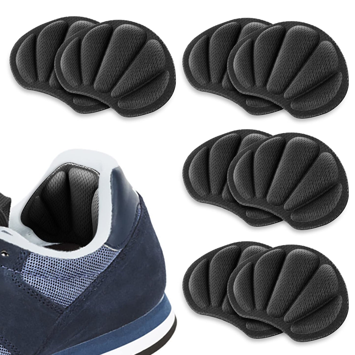 Sibba Heel Pads Inserts Grips 4 Pairs Shoes High Heels Cushion Too Big Shoe Protectors Stickers Filler Pads Foot Arch Support Insole Sole Comfort for Women Men (Black)