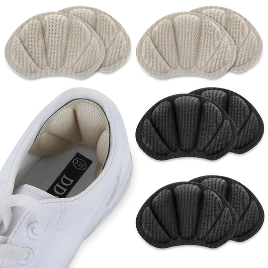 8Pcs Mesh Adhesive Heel Grips Inserts, Back of Heel Cushion Pads for Boots, Loose Shoes Too Big, Reusable Heel Guards Liners for Women Men, Anti Blister Shoe Liners Heel Protectors, Improve Shoe Fit