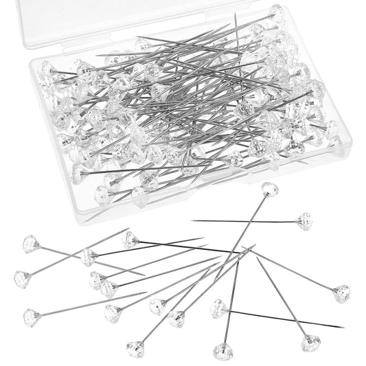 100pcs Sewing Pins Pearl Pins for Flowers Wedding Pins Quilting Pins with a Plastic Box Bouquet Pins Straight Head Pins for Dressmaking Bridal Hair Accessories Blocking Knitting Decorations DIY Craft