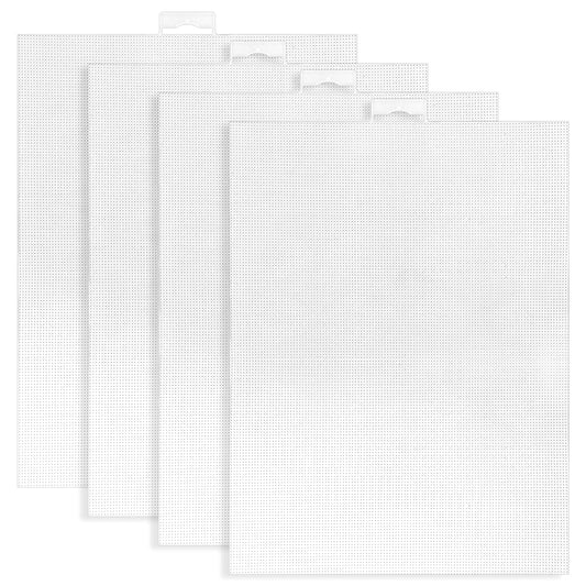 4 Piece 14 Count Plastic Mesh Canvas Sheets for Embroidery, White Plastic Needlepoint Canvas for Acrylic Yarn Crafting, Knit and Crochet Projects, Make Aquarium Dividers (8 x 11 Inches)