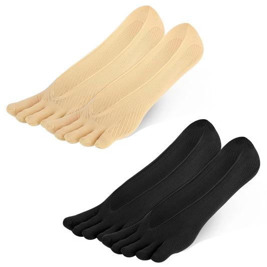COMNICO 2 Pairs Bunions Socks Align Toe Socks for Bunion Polyester Orthopedic Compression Toe Separator Socks Low Cut Five Finger Socks for Women and Men