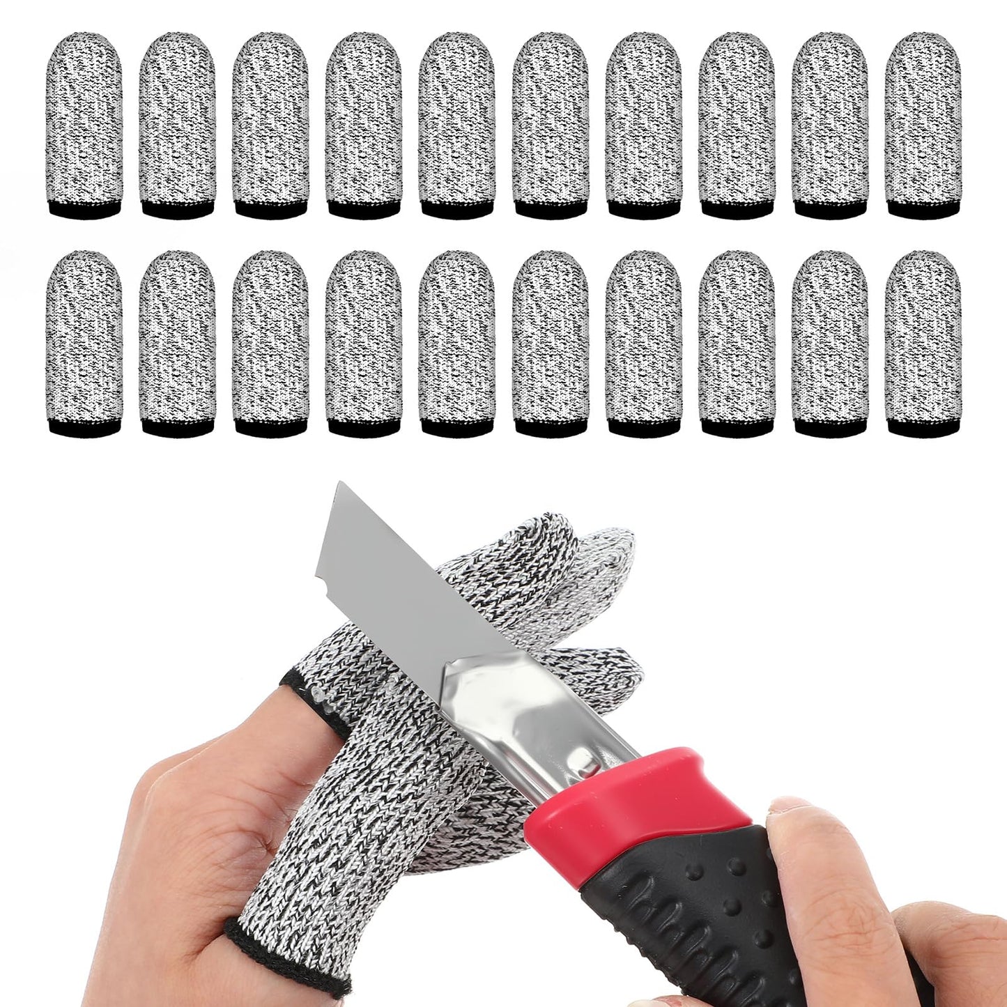 YBEATY 20 Pcs Breathable Cut Resistant Finger Cots Protector Reusable Non Slip Fingertip Thumb Guards Sleeve Gloves for Kitchen Food Cutting Work Garden Sculpture Carving Grinding Stained Glass