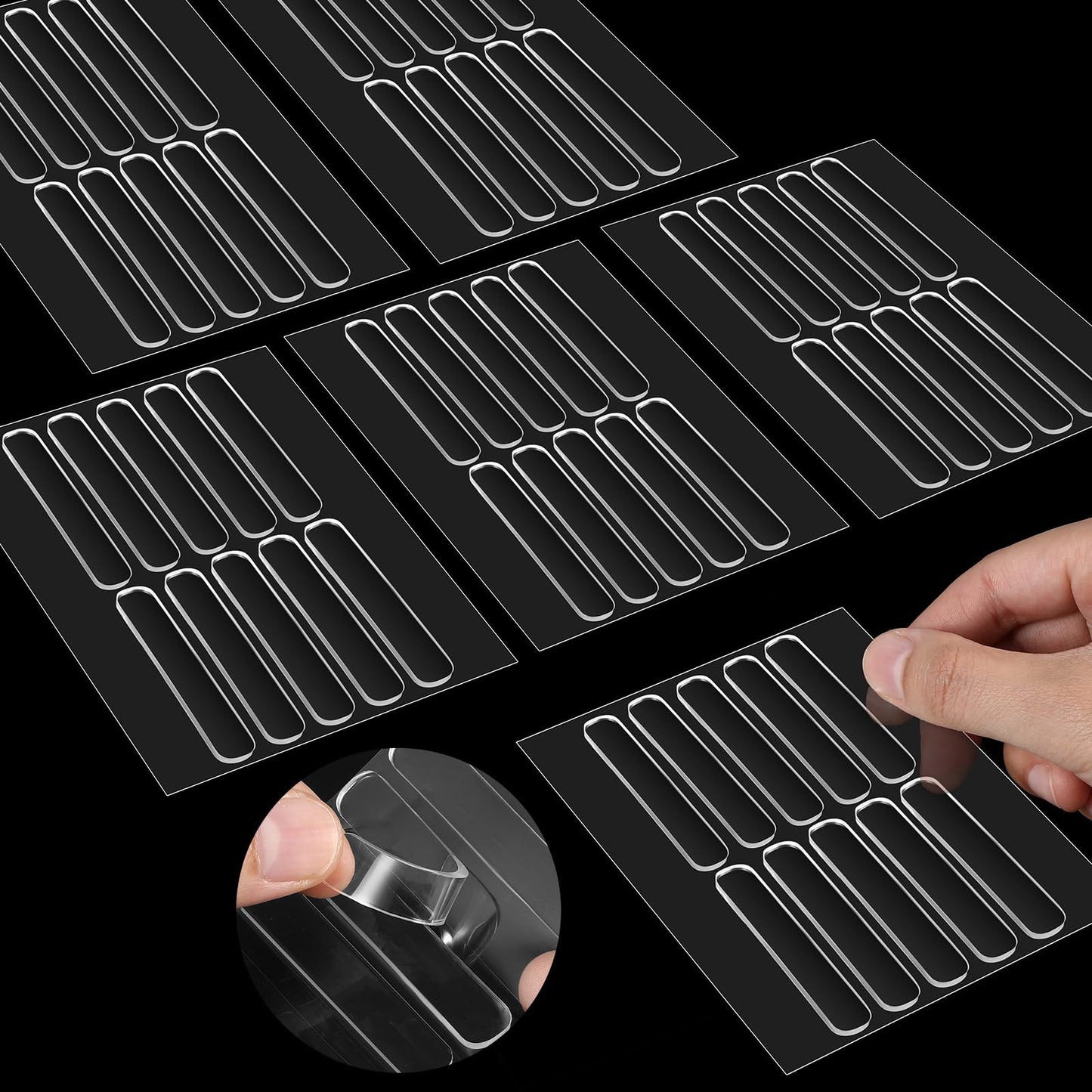 Wanmu Cabinet Door Bumper, 60 Pcs Clear Self Adhesive Rubber Cabinet Bumpers, Soft Cabinet Door Protector, Sound Dampening Cupboard Door Stoppers, Anti Slam Kitchen Cabinet Buffer Pads for Drawers