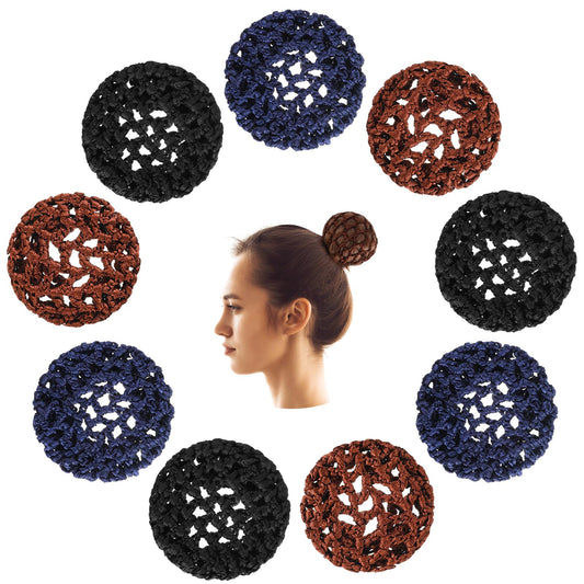 Wanmu Ballet Dance Bun Covers and Nets, 9 Pcs Invisible Hair Nets for Buns, Stretchy Elastic Mesh Hair Bun Holders for Women Girls(Black, Blue, Brown)