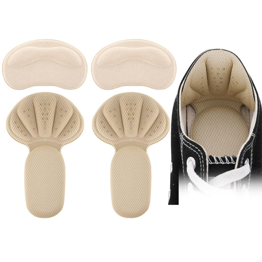 4PCS Heel Pads for Shoes Too Big, Back of Heel Cushion Inserts Pads Adhesive Back of Heel Grips Inserts for Boots Too Big Loose Shoes, Reusable Heel Guards Liners Anti Blister Heel Protectors(Apricot)
