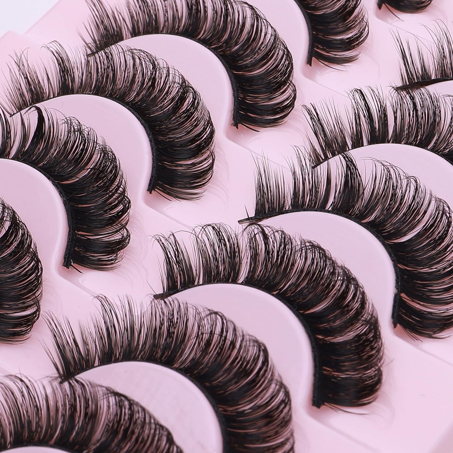 Sibba Russian False Eyelashes, 10 Pairs Russian Strip Lashes, Wispy & Fluffy Fake Eyelashes, Natural Long Strip Curly Faux Reusable Eyelashes