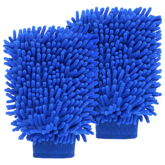 Sibba 2 PCS Wash Cloths Car Cleaning Supplies Microfiber Towels Brush Wheel Detailing Kit Care Mitt Long Handle Sponge Interior Cleaner Drying Scratch Guard Shampoo Washing Wipes Weave Towel (blue)