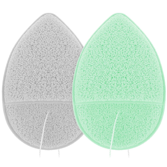 2 PCS Facial Sponge Glove Bath Sponge Gentle Exfoliating Pads Wash Reusable Puff for Daily Face Deep Pore Cleansing Blackheads Dead Skin Makeup Remover(Gray+Green)