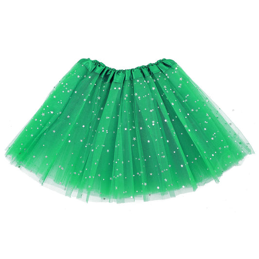 Sibba Tutus Skirt 3-Layer Sparkle Tulle Ruffle Layered Ballet Dress Dance Infrant Girls Outdoor Clothing Costume (Green)