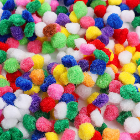 Sibba 1000Pcs Pompoms for Crafting 10mm Assorted Color Pom Pom Multicolor Rainbow Fuzzy Pom-pom Handmade Puff Balls for Crafts Colored Cotton Balls for Kids Learning