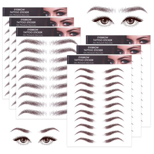 Sibba Temporary Eyebrow Tattoos Color Waterproof Hair-like Eye Brow Transfers Stickers Peel Off Cosmetic Women Girls Arch Styles (6 PCS Brown)