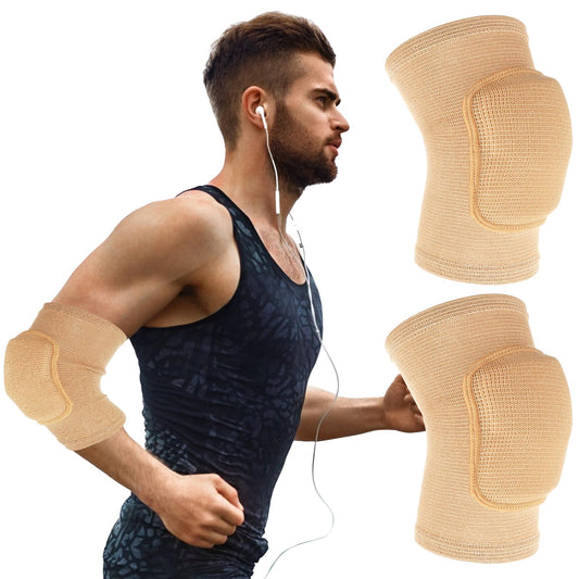 COMNICO Arm Brace Pads Elbow Protector Breathable Anti-Collision Sponge Strap Support Band for Men Women Tendonitis Fitness Volleyball Tennis Golfers(Skin color)