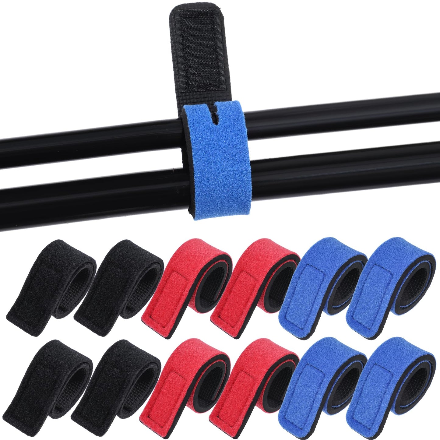 Dimeho 12 Pcs Fishing Rod Straps Adjustable Fishing Rod Ties Fishing Pole Belt Fishing Stretchy Rod Wrap Strap Elastic Fishing Tackle Ties for Casting Rods Holder, Fly Rods Fishing Gear