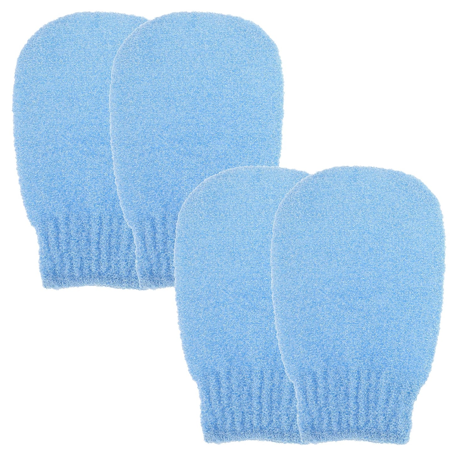 Sibba 2 Pairs Exfoliating Gloves, Exfoliating Mitt Body Scrubber for Removing Dirt and Dead Skin, Body Exfoliator for Shower Bath, Tan Removal, Keratosis Pilaris (Blue)