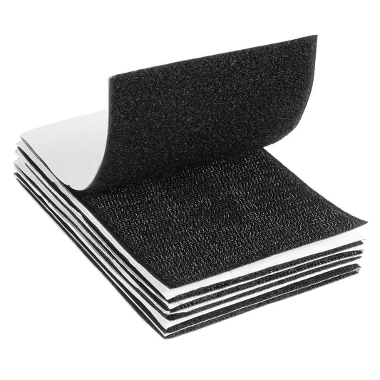 Wanmu 6 Sets 4x6 inch Adhesive Square Hook and Loop Tape, Self-Adhesive Interlocking Tape Strip, Mounting Tape Heavy Duty Adhesion, Hook Lopp Fastener Double Sided Tape