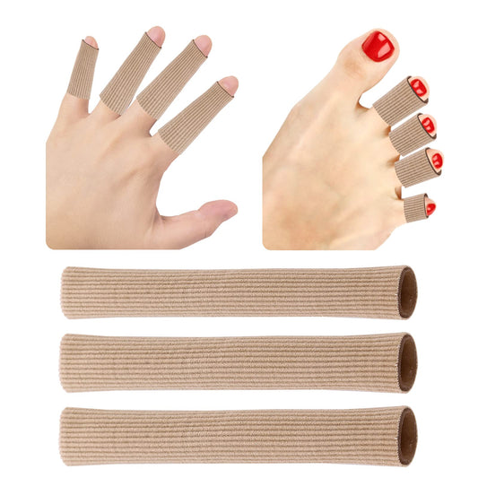 Sibba 3 Pcs Toe Cushion Tubes with Gel Lining, Breathable Toe Protectors, Sleeve Cushion Tubes Bandage, Finger Sleeves Cushion Big Toe Guards Prevent Pain Corns Calluses Bunion Relief Treatment (S M)