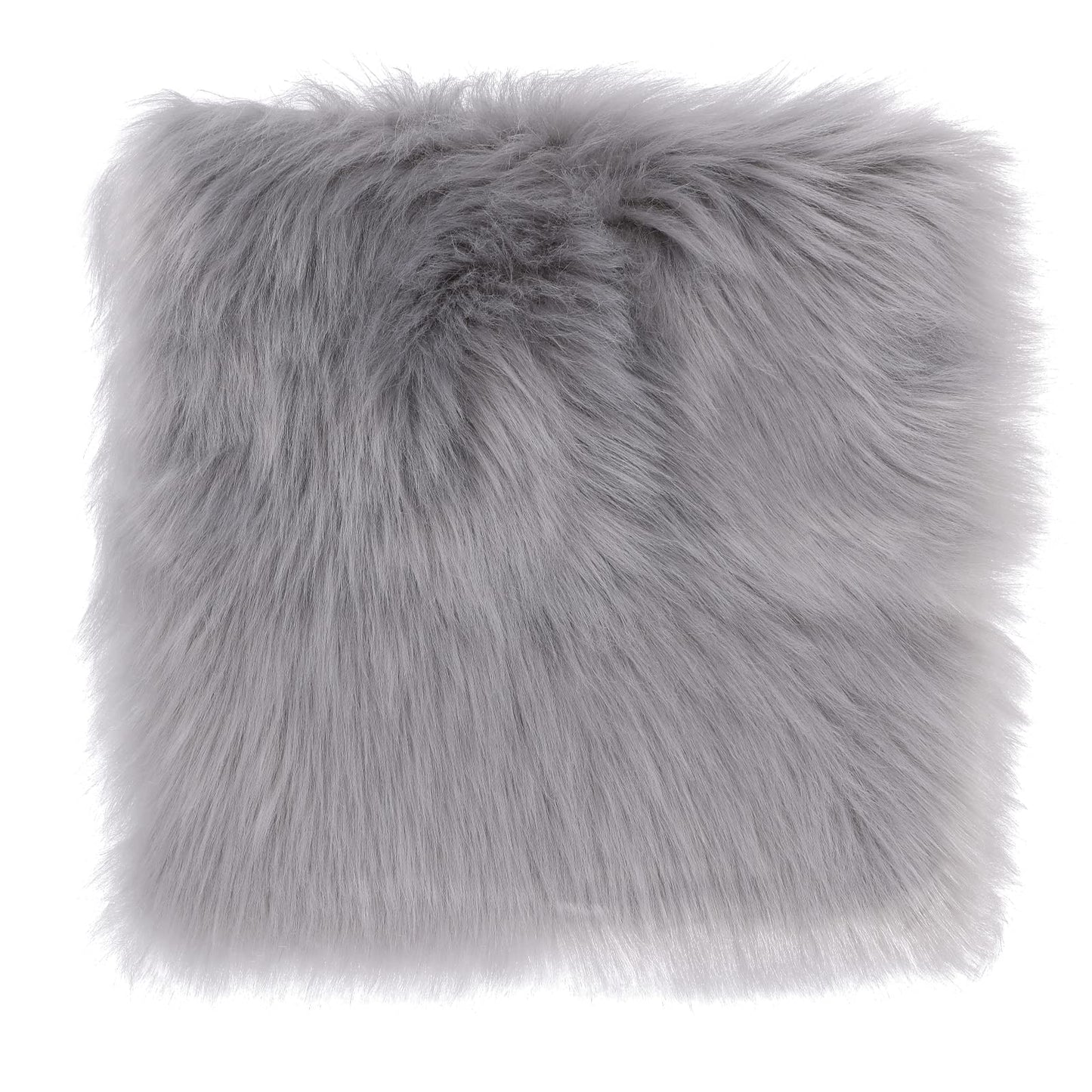 Sibba Faux Fur Area Rugs Chair Pad 12 inch Small Square Cover Seat Fuzzy Cushion Carpet Mat Soft Fluffy Rug Couch for Living Bedroom Sofa Photographing Background Decor (Grey)