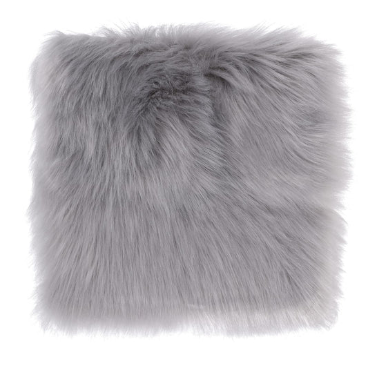 Sibba Faux Fur Area Rugs Chair Pad 12 inch Small Square Cover Seat Fuzzy Cushion Carpet Mat Soft Fluffy Rug Couch for Living Bedroom Sofa Photographing Background Decor (Grey)