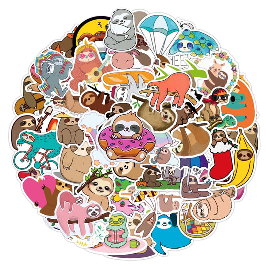 Wanmu 100Pcs Cute Animal Stickers, Cute Sloth Stickers Pack for Water Bottle, Vinyl Waterproof Stickers for Laptop, Bumper, Skateboard, Sloth Gifts for Sloth Lovers Girls Women Teens Adults