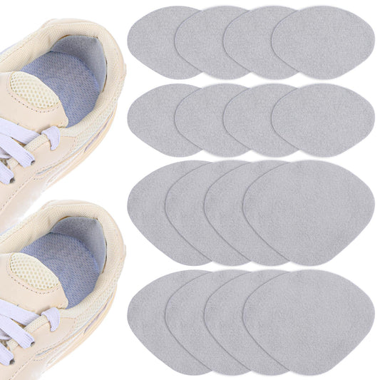 COMNICO Shoe Heel Repair, 8 Pair Self-Adhesive Sneaker Heel Patch Hole Wear Prevention Light Grey Inside Shoe Patches Kit for High Heels, Sneaker Sports Shoes
