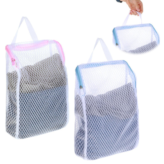 2Pcs Honeycomb Mesh Laundry Bags with Handle Delicate Opening Zippered Laundry Net Bag Premium Soft Durable Wash Bags for Protect Coat Sweater Lingerie Sock Baby Items Dorm Travel Garment Delicates