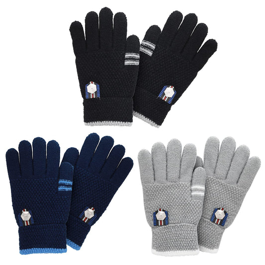 Sibba 3 Pairs Kids Winter Gloves, Children Warm Wool Lined Gloves Toddler Thermal Knitted Stretchy Mittens for Boys Girls