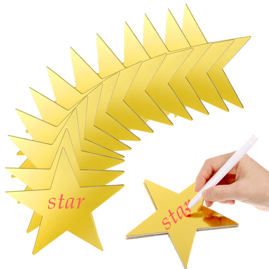 48 Pcs 6 Inch Gold Star Cutouts Double Printed Paper Stars Decoration Cardboard Stars Cutouts Red Carpet Party Supplies for Bulletin Board Christmas Wedding Movie Night Classroom Wall Supply