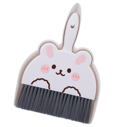 Wanmu Upgrade Small White Broom and Dustpan Set, Hand Dustpan and Brush Set, Cute White Mini Broom and Dust pan Sets, Little Dust Pan for Home Use Tabletop Debris Cleaning Pet Cages Guinea Pig Cages