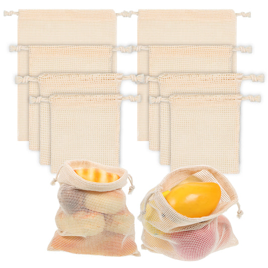 8 Pack Reusable Produce Bags Mesh Grocery Bags Cotton Vegetable Storage Bag 4 Sizes Durable Net Bag with Drawstring for Fruit Veggies Storage Potato Shopping Refrigerator Transporting Storing