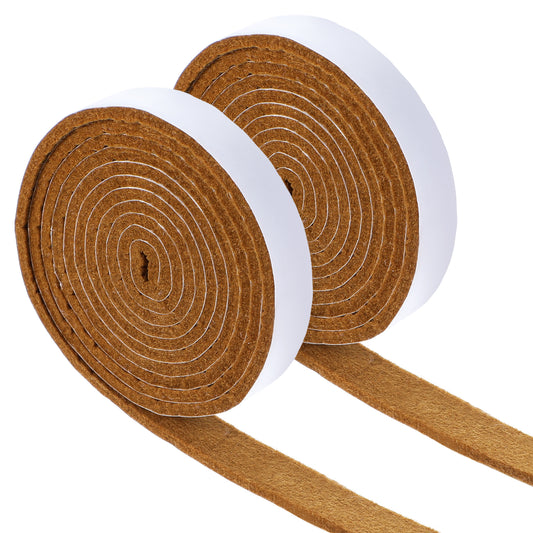 COMNICO 2 Rolls Felt Strip with Adhesive Backing, Non Slip Cuttable Felt Tape Self Adhesive Furniture Pads for Protecting Furniture Surfaces Hardwood Floor Chair Wall (1/2 x 60 Inches, Brown)