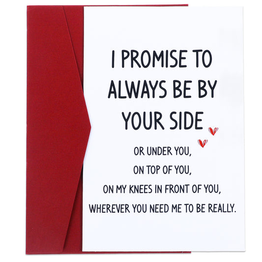 COMNICO Funny Anniversary Card, 2Pcs I Promise to Always Be By Your Side Card With Envelope Romantic Creative Card Happy Gifts for Husband Boyfriend Anniversary Aday Gift Ideas from Wife Girlfriend