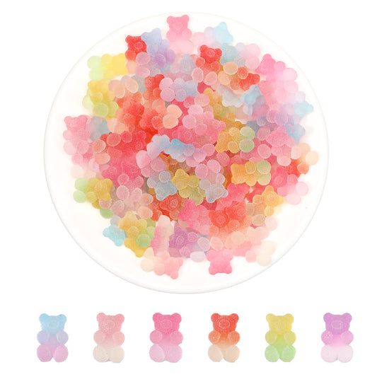 100pcs Kawaii Colorful Resin 3D Gummy Bear Heart Star Nail Charms Mixed Candy Charm Soft Jelly Sugar Resin Flatback Beads Pendant Mini Assorted Jelly Button for DIY Craft Phone Case Nail Art Hair Clip