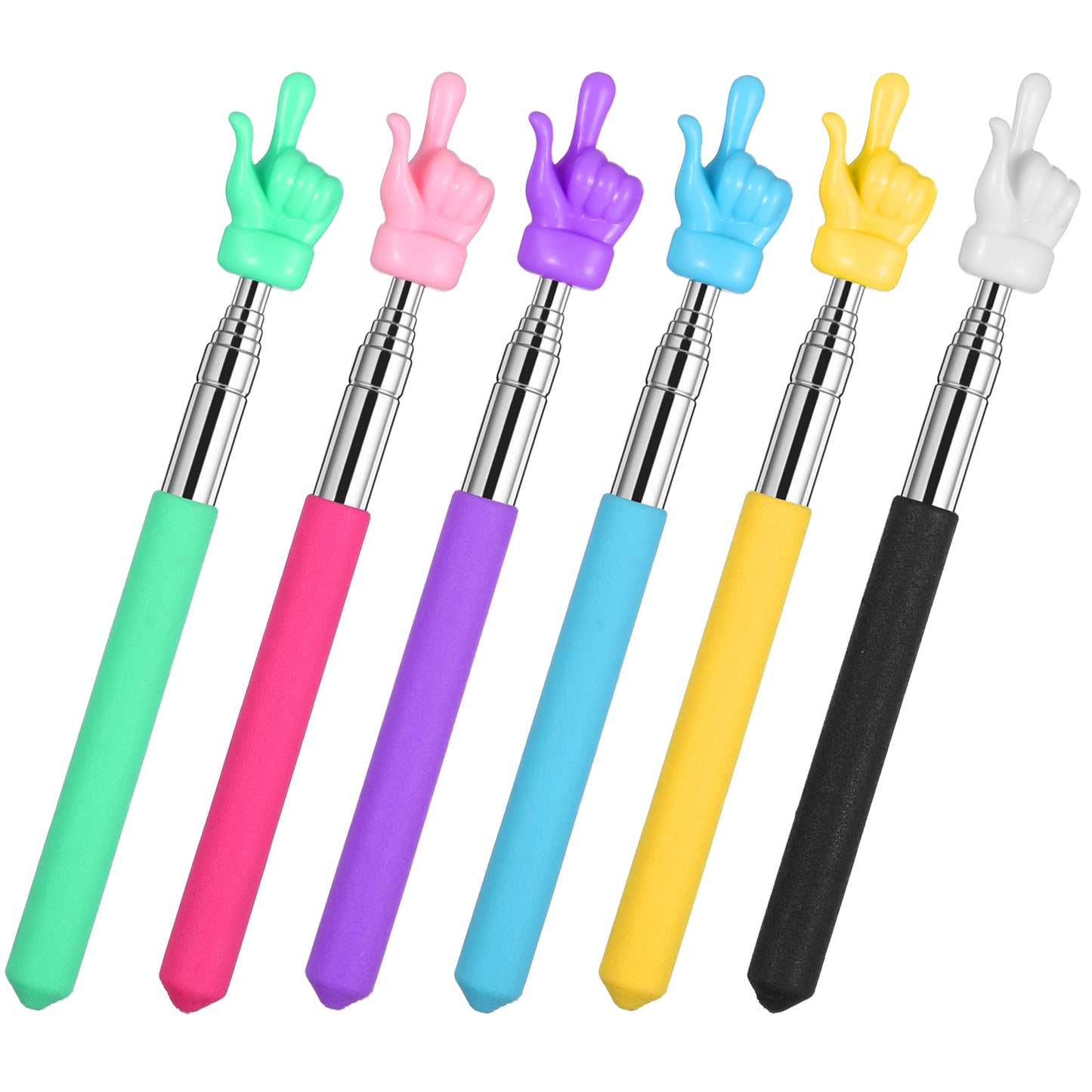 6pcs Telescopic Teachers Pointer Extendable Hand Pointers Finger Pointer Stick Mini Retractable Classroom Pointers Mini Children Finger Reading Stick for Elementary School Kindergarten Teacher Student