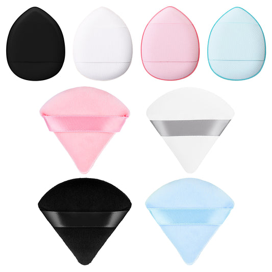 WLLHYF 4 Pieces Triangle Powder Puff 4 Pieces Mini Finger Makeup Sponges Puff With Strap Velour Powders Puffs for Mineral Powder Cosmetic Loose Powder Body Powder Wet Dry Foundation Beauty Tool