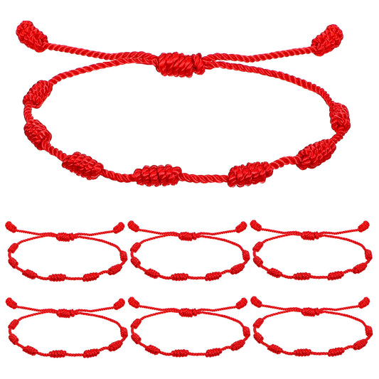 7 PCS Red Bracelet for Women, Red String Bracelet Protection Halloween Gifts for Children Adjustable Red Bracelet for Men, Red String of Fate Long Distance Relationship Gift Ideas for Girlfriend Her