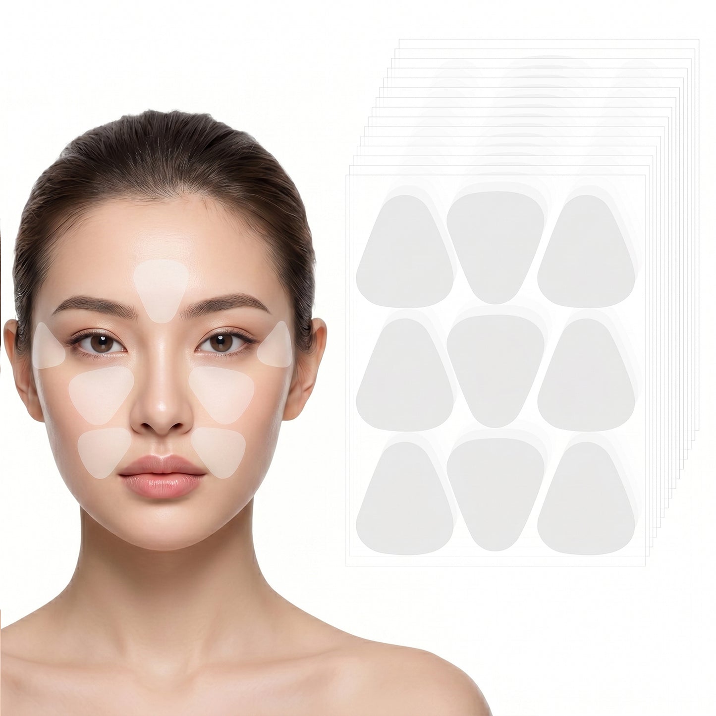 FNANJWQ 135 Pcs Facial Wrinkle Repair Patches - Korean Overnight Anti-Aging Facial Stickers, Gentle Skin Care Wrinkle Patches for Forehead Lines, Frown Areas, Smile Creases