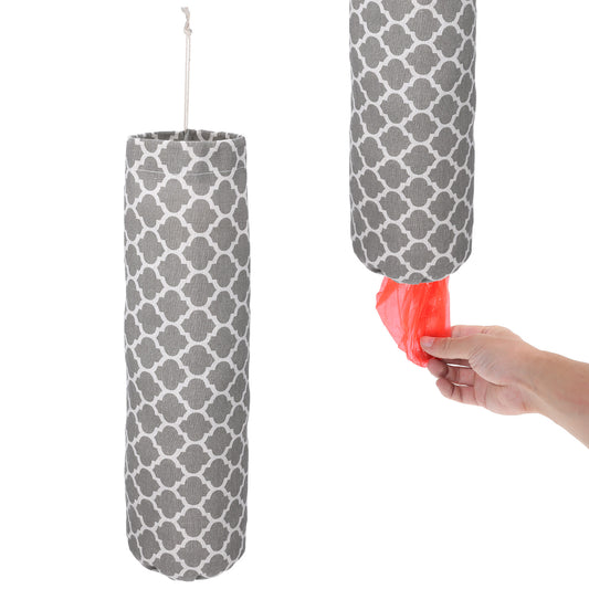 Wanmu 1Pcs Plastic Bag Holder, Shopping Grocery Bags Organizer with Hanging Loop, Washable Cotton Storage Dispenser, Wall Mount bag Carrier for Home Kitchen Decor